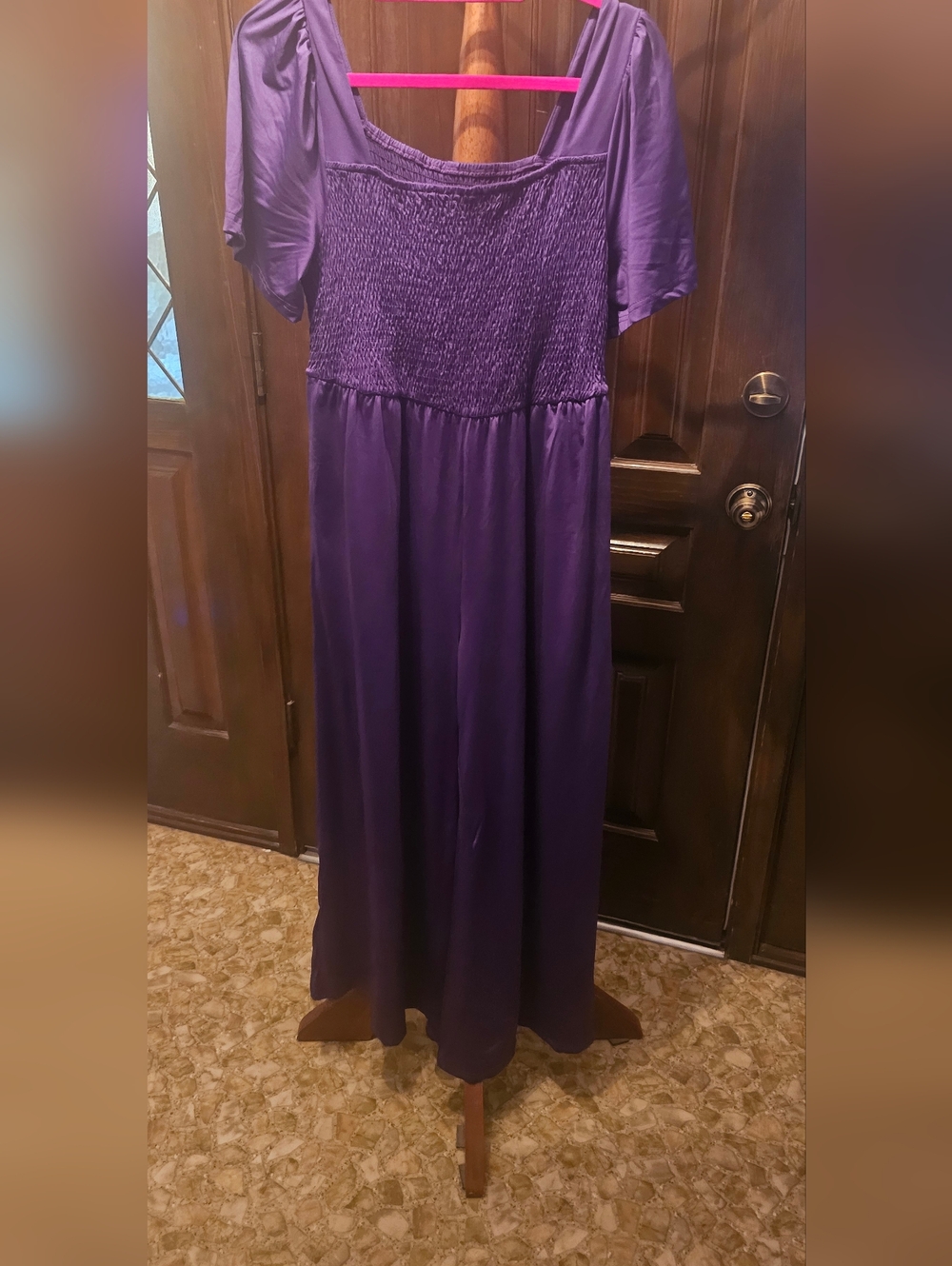 Purple Smocked Bodice Jumpsuit